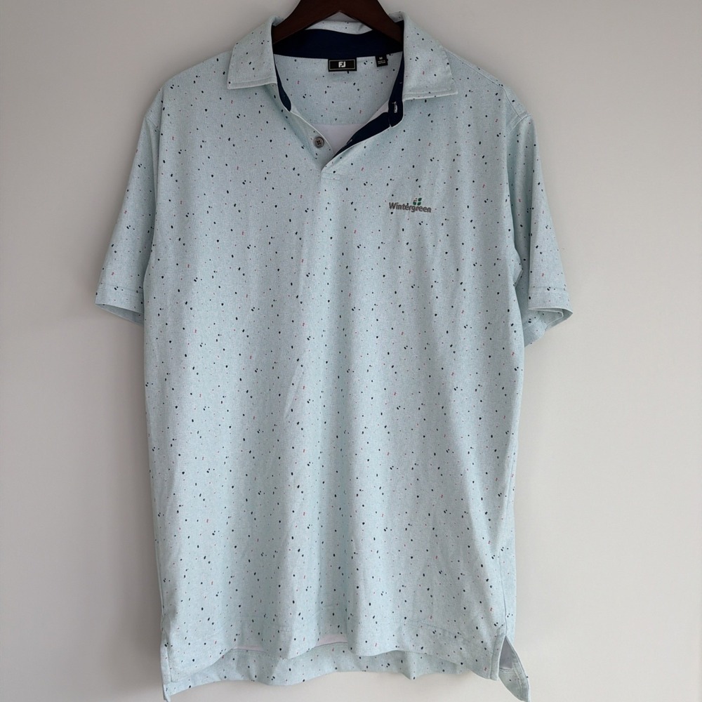 FootJoy ProDry Golf Polo M Blue Green Speckled Moisture Wicking Stretch Outdoor